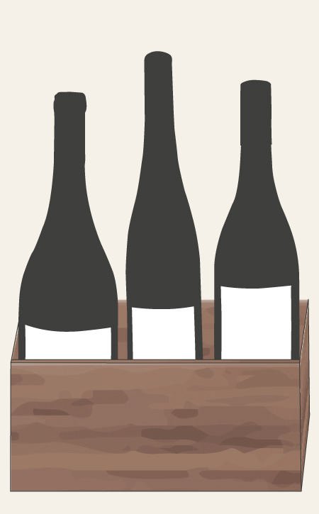 Weinkiste Symbol mit drei Flaschen