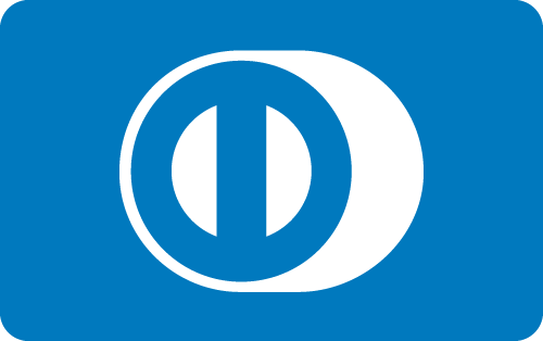 Diners Card Logo in weißer und blauer Farbe