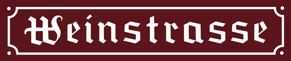 Logo der Weinstrasse Köln GmbH mit weißer Schrift und roter Farbe im Hintergrund